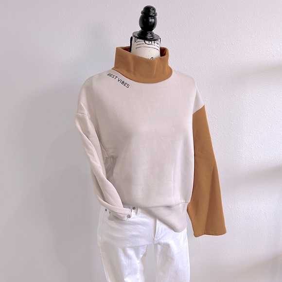 ZARA TRAFALUC | “BEST VIBES” COLOR BLOCK TURTLENECK - Picture 2 of 9